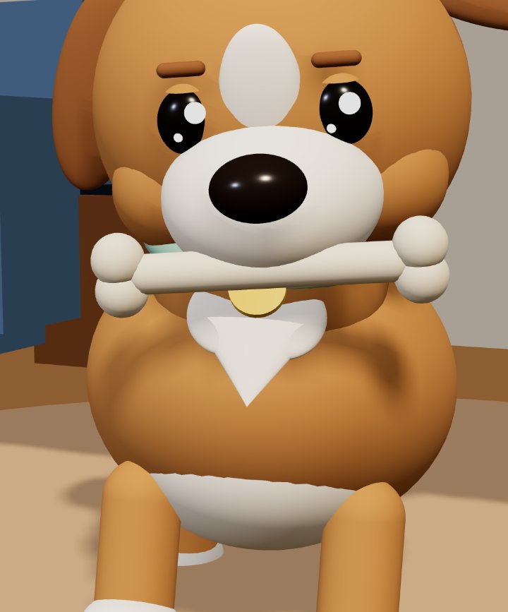 Biscuit with a chew toy
